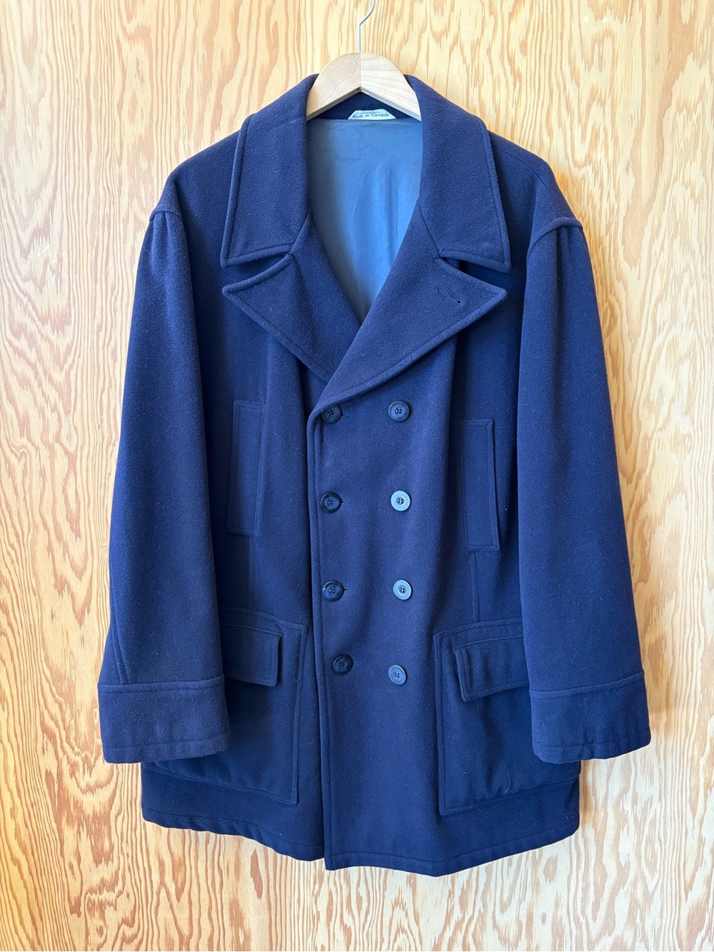 HOLT Renfrew Men's Double-Breasted Navy Wool VINTAGE Peacoat